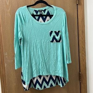 Rue21 Teal and Navy Long Sleeve Top